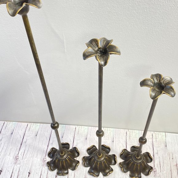 Vintage Set of 3 Candlesticks Holder Taper Brass, Candles Holder for Holiday - Picture 3 of 10